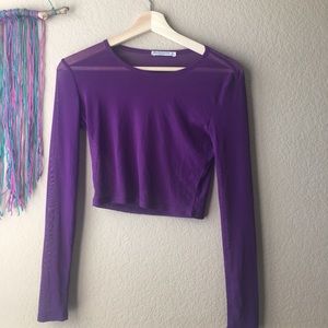 Purple mesh long sleeve top